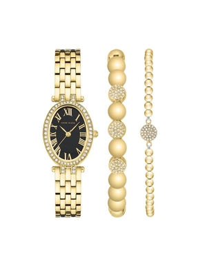 Ensembles Anne Klein Oval Watch and Bracelet with Premium Crystals   | OWB-2282930